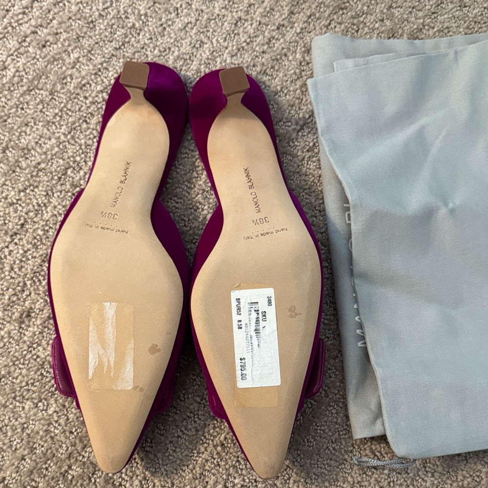 BN Manolo Blahnik Women's MAYSALE Purple Mules 38.5 - Picture 4 of 5